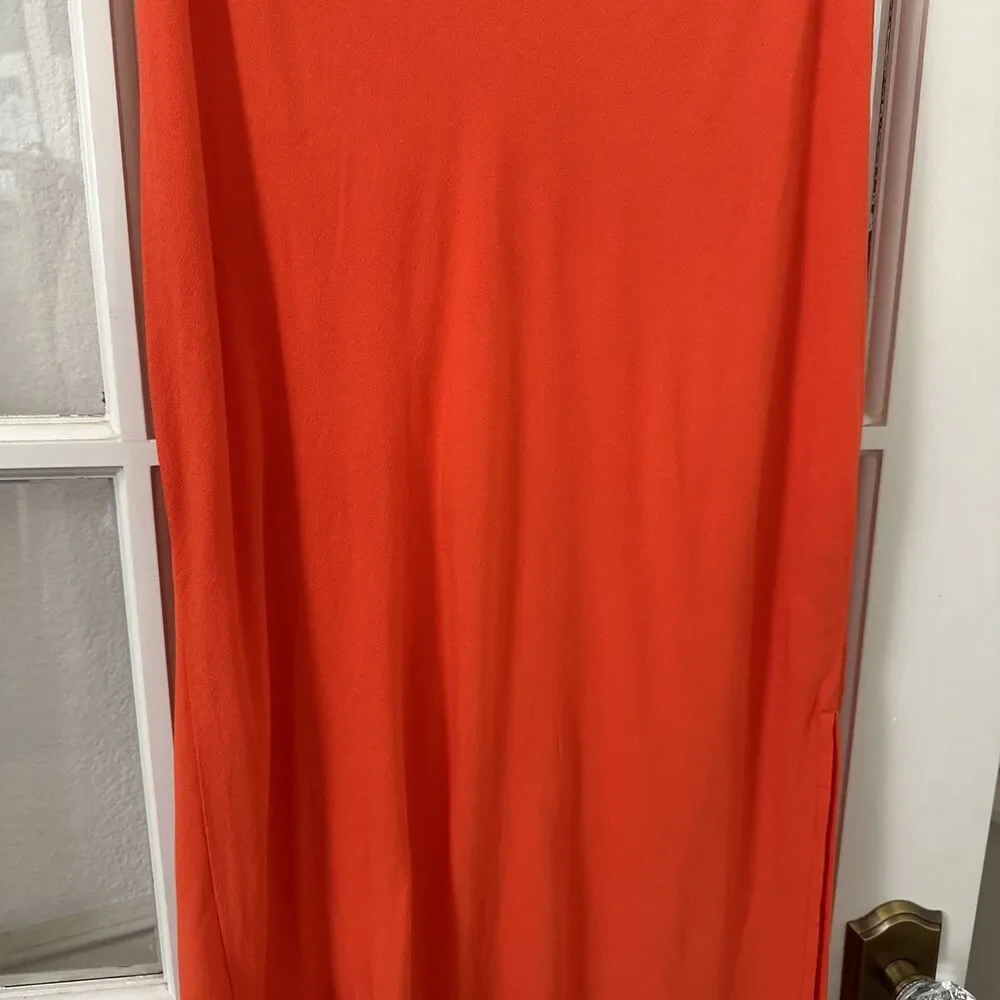 NWT Bright Orange Midi Slip Skirt Old Navy Women's Large - Picture 3 of 11